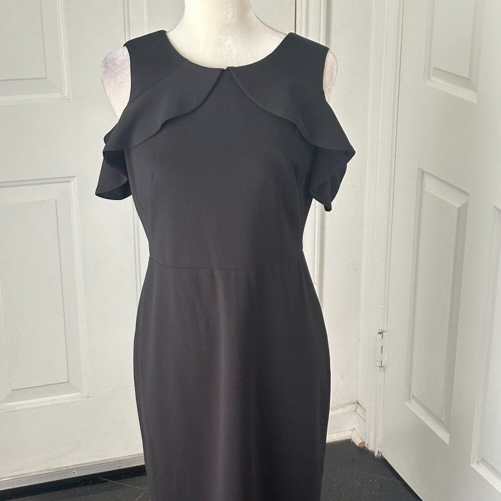 NWT Calvin Klein Black Sheath Cocktail Dress Cold Shoulder Size 10 LBD!